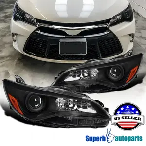 Fits 2015-2017 Toyota Camry Black Projector Headlights Head Lamps Left+Right