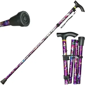 ‌StrideFlex Adjustable Cane‌ – 5-Level Folding Walking Aid with Wrist Strap for Seniors & Travel