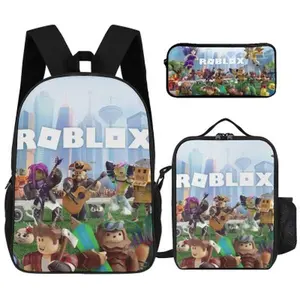 Roblox Backpack With Lunch Box Pencil Case 3 In 1 For Boy Girl Teen Schoolbag Lightweight Large Capacity 600D Oxford Cloth Adjustable Straps Comfortable Mesh Back Cushioning backpack goals-D