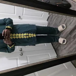 Men's African Kaftan Set, Long Sleeve Embroidered Luxury Elegant Kurta Suit, Party Wedding Holiday Muslim Men, 2 Piece Set