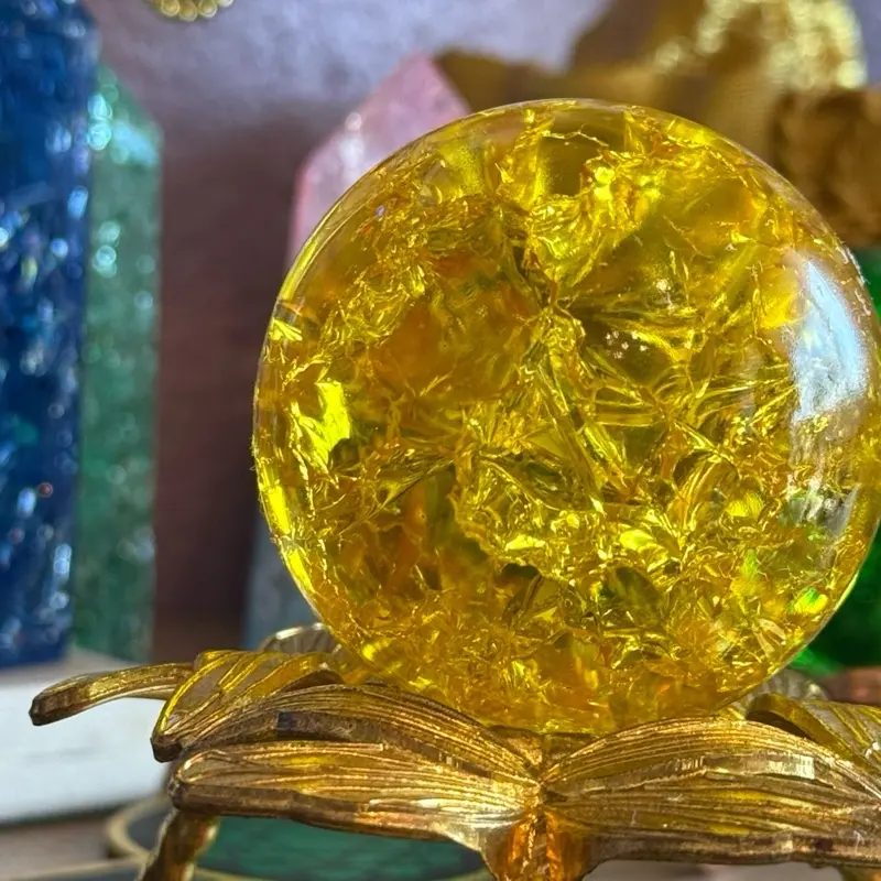 Yellow Crackle Quartz Sphere – Stone of Joy, Vitality & Amplified Manifestation
