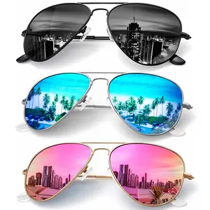 3 Pairs Aviator KALIYADI Vintage Retro Sunglasses for Men Women Driving Sun glasses Polarized Lens UV Blocking (S24) Classic Shades
