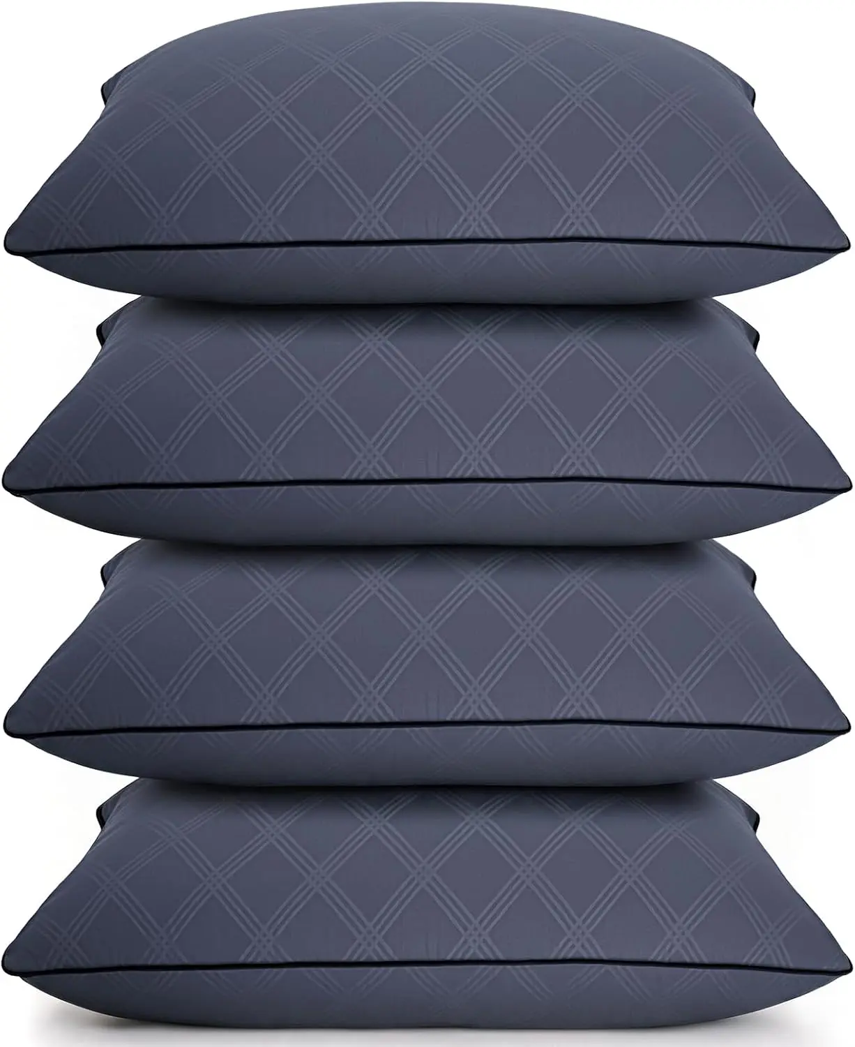Vorouhals Hotel Collection Bed Pillows for Sleeping 4 Pack Standard Size Cooling Pillows Set of 4 for Back, Stomach or Side Sleepers, Super Soft Down Alternative Microfiber Filled Pillows (Navy)