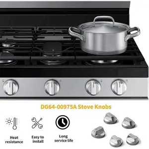 DG64-00975A Stove knobs Replacement for Samsung Stove Parts NE/NX9000T NX60T8511SS/AA DG94-03443A Oven Knobs Samsung Gas Range Parts Gray Burner Knobs Stove Control Knobs Cooktop Knobs 5 Pcs