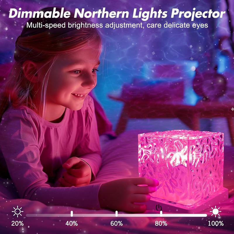 Rechargeable Shower Light No Wiring, 16 Color Changeable Ocean Wave Projector Light, Dimmable Waterproof Shower Lamp with Remote, Rotating Flame Water Ripple Lamp for Shower, Bathroom, Bedroom Decor