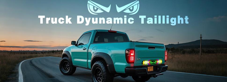 DIBMS 24'' Devil Eyes LED Tailgate Light Bar Strip for Trucks, IP65 Waterproof, RGB Brake Turn Running Reverse Mode,Truck Daytime Running Light Kits,Led Car Ambient Light Led Backlights