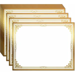 Professional Certificate Paper 8.5 x 11 for Printing, Diploma Paper, Award Certificates Paper, 80 lb, 15 Count, Gold Foil Border, for Office, Business Awards, Graduation, School (GOLD)