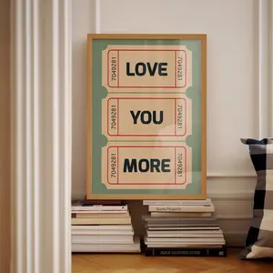Retro Love Ticket Wall Art - Love You More Poster, Retro Wall Art, Trendy Love Print, Sage Green Vintage Ticket Print, Trendy Printable Art