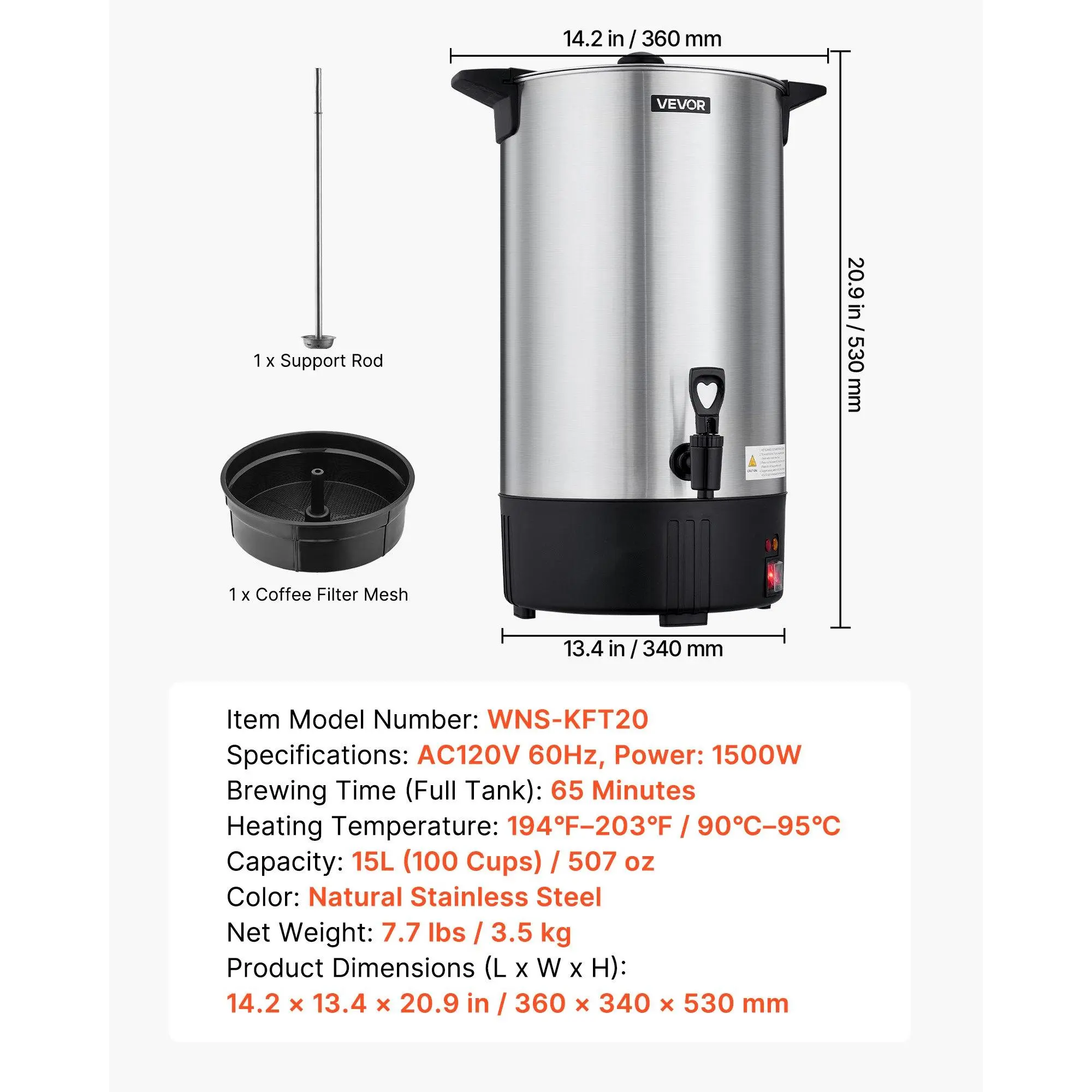VEVOR Commercial Coffee Urn, 100 Cup 15 L Hot Beverage Dispenser with  Dripless Faucet, Quick-Brewing Stainless Steel Large Commercial Coffee Maker,  for Catering, Business, Party, Church Restaurant - TikTok Shop