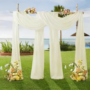 Chiffon Weeding Arch Draping Fabric  Drapes for Backdrop(4 Panels - 28" x 19Ft),  Sheer Fabric Backdrop Curtains Chiffon Fabric for Draping Wedding Backdrop Decors