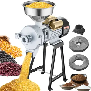 VEVOR Electric Grain Mill Grinder, TikTokShopBlackFriday, 3000W Spice Grinders, Commercial Corn Mill with Funnel, Thickness Adjustable Powder Machine, Heavy Duty Feed Flour Cereal Mill Wheat Grinders, Dry & Wet Grinder