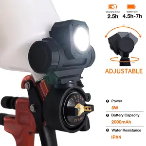Professional Rechargeable Spray Gun Light – 4.5-7H Runtime, 250-450LM, 3 Color Modes (3000K-6000K), IPX4 Waterproof, Universal Fit for 2.8-4.2cm Nozzles, Includes Zippered Storage Bag