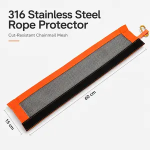 316 Stainless Steel Rope Protector Sleeve, Heavy Duty Chainmail Rope Guard, Cut-Resistant Edge Protection Rope Cover for Climbing & Rescue