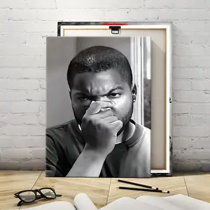 Funny Bathroom Canvas Wall Art Man Covering Nose Poster Stink Face Humor Print Black and White Restroom Decor for Guest Bath Toilet