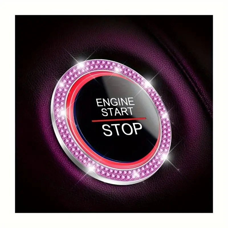 1pc Car Bling Engine Start Ring Decals, Sticker for Cars, Automotive Decals, Car Push Start Button Cover, Key Ignition Knob Bling Ring, Sparkling Car Interior Decorative Accessories For Women