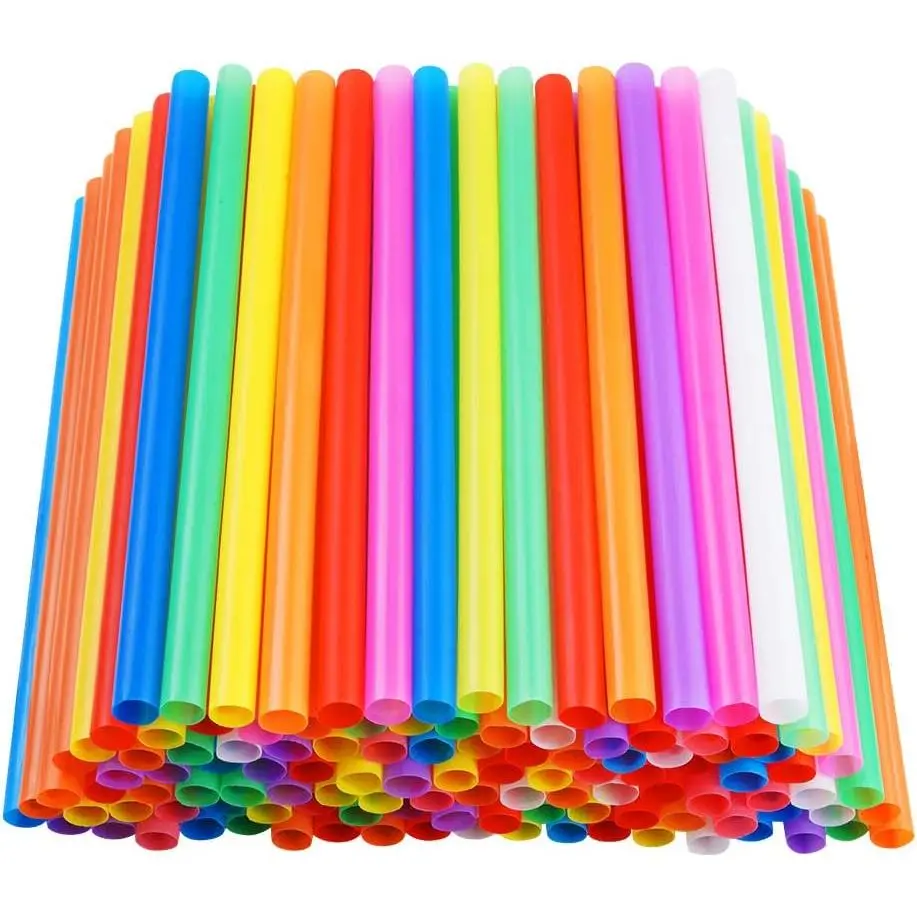 200 count  Smoothie Straws,Colorful Disposable Plastic Large Wide-mouthed Milkshake Straw (0.43" Diameter and 8.2" long) 8 colors