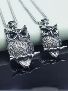 Vintage Cute Owl Titanium Steel Pendant Necklace, Fashionable Daily Wear Accessory, Perfect Gift for Parties and Special Occasions