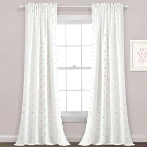 42"x84" Rainbow Tufted Dot Single Window Curtain Panel - Lush Décor