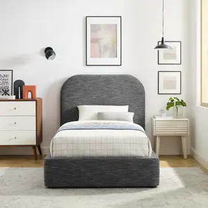 Modway Keynote Upholstered Fabric Curved Twin Platform Bed in Heathered Weave Slate