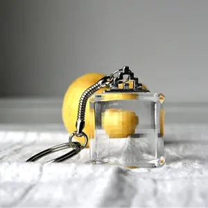 Glass Prism Crystal Suncatchers Mine World Keychain Pixel Stylized Lens Pixel Window Keychain Game Party Favous Suitable for Backpack Handbag Car Key