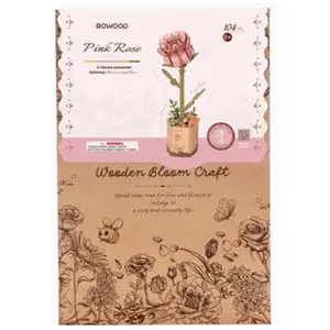 Robotime Rowood Pink Rose Wooden Bloom Craft
