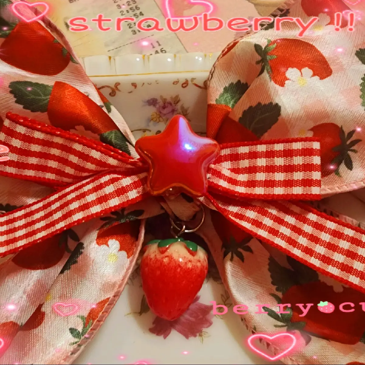 Stary Strawberry Bow Clip - Fashion Hair Accessory