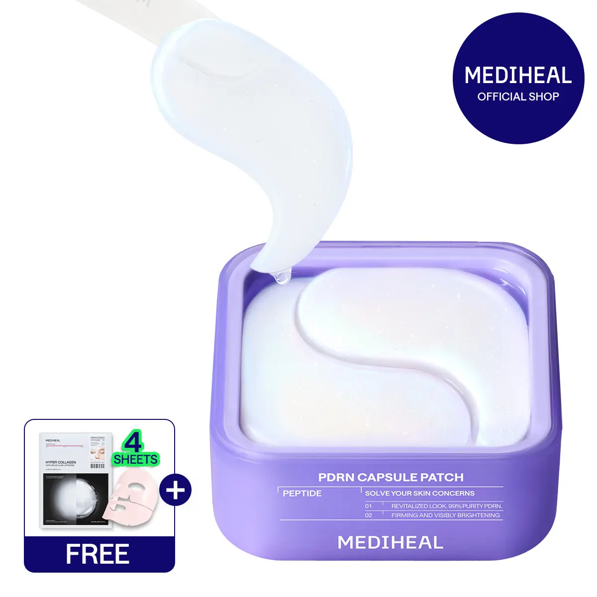 [Mediheal] PDRN Capsule Patch Peptide Multi Solution | PDRN + Peptide + Collagen | Wrinkle & Fine Line Care | Under Eye, Forehead & Smile Lines | Korean Skincare