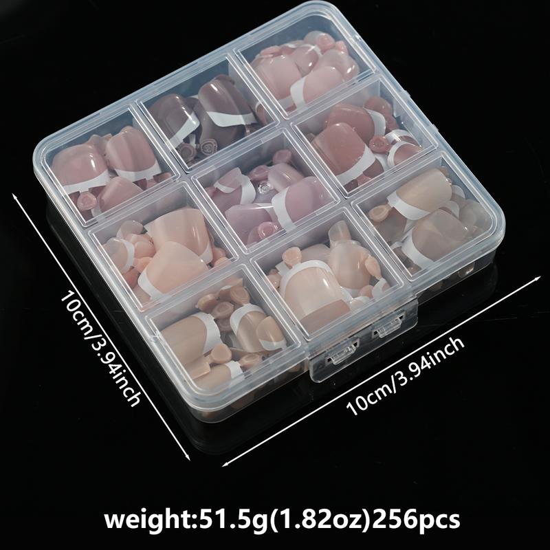 216/120Pcs Press on Toenails 9Colors Short Square False Nail Tips Glossy Nude/Pink/Brown Fake Toenail for Summer DIY Foot