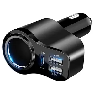 4 in 1 Car Charger, PD & QC3.0 Fast Charging Car Charger with Power Port, Multifunctional Car Charger for Phones & Devices, Usb Car Charger