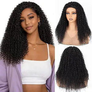 Curly Half Wig for Women – Kinky Curly half Wig Synthetic Wig with Drawstring Glueless Wig 22 Inch Natural Black – Beginner Friendly Burmese & Water Wave Styles2026