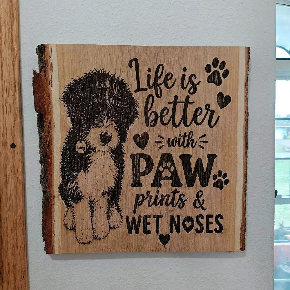 Custom Laser-Engraved Painted Live Edge Hanging Wall Sign - Home Decor, Hangable Wall Art