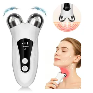 Two-In-One Microcurrent Facial Neck Massager, Electric Facial Roller with Heating, Vibration, LED Display, 360° Face Sculpting Tool