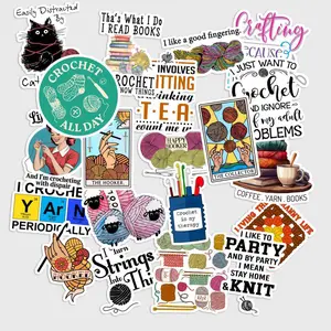Sticker Pack 20 pcs Crochet Stickers, Yarn Hook Craft Hobby Vinyl Decals for Laptop Storage Box