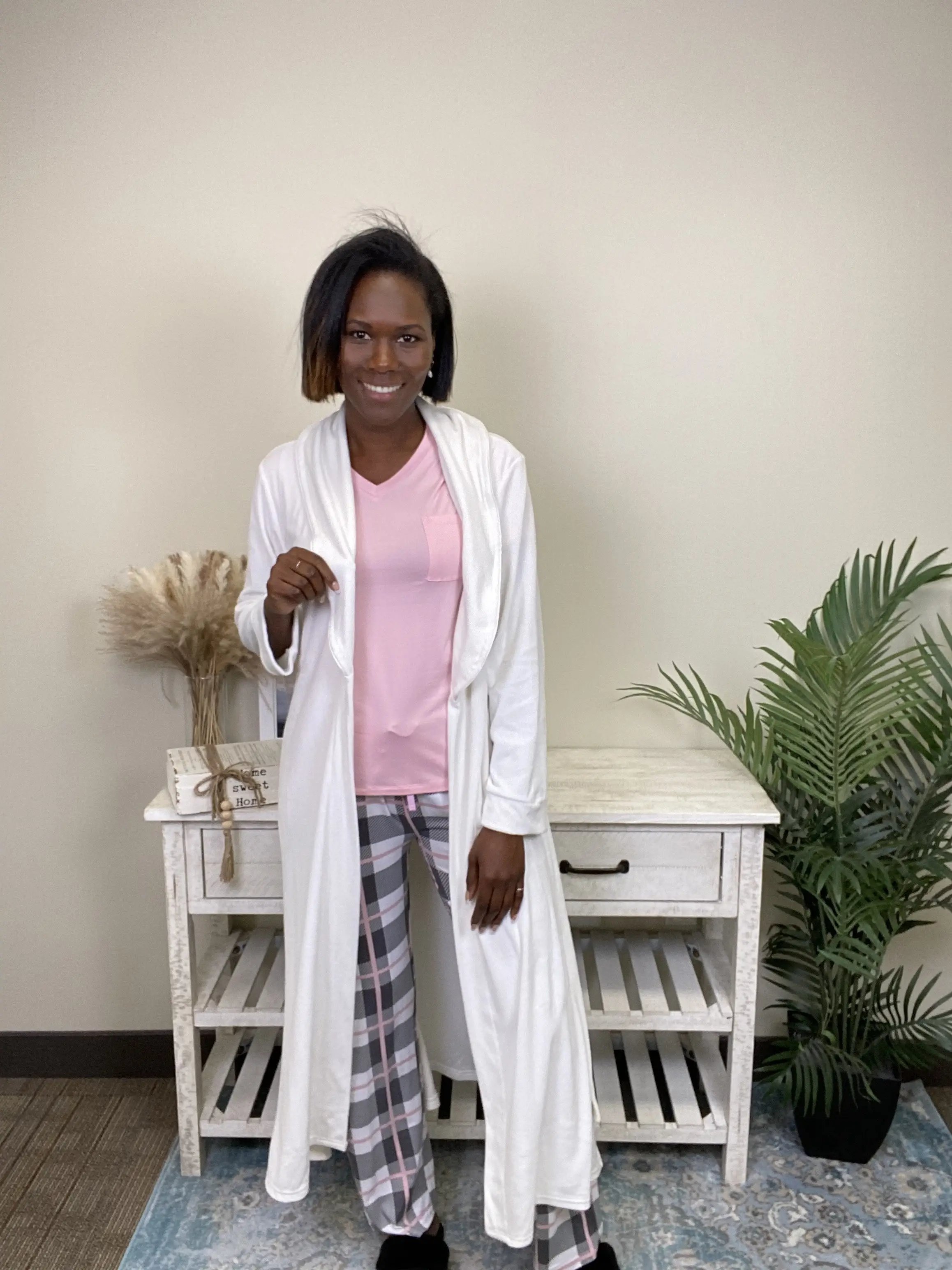 Royal Standard Not Getting Out Women's Classic Long Sleeve Robe Fitted Collared Nightwear with Pockets & Spandex Blend for All Seasons