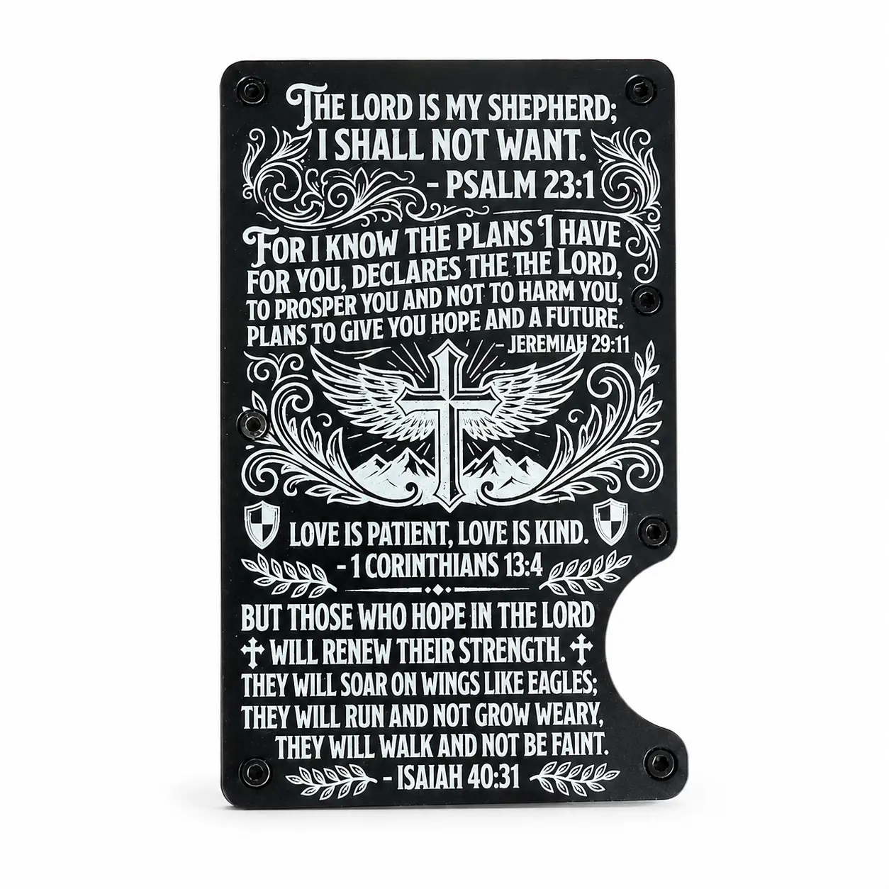 Faith-Inspired RFID Blocking Wallet – Laser-Engraved Scripture Slim Metal Card Holder, Christian Gift for Men