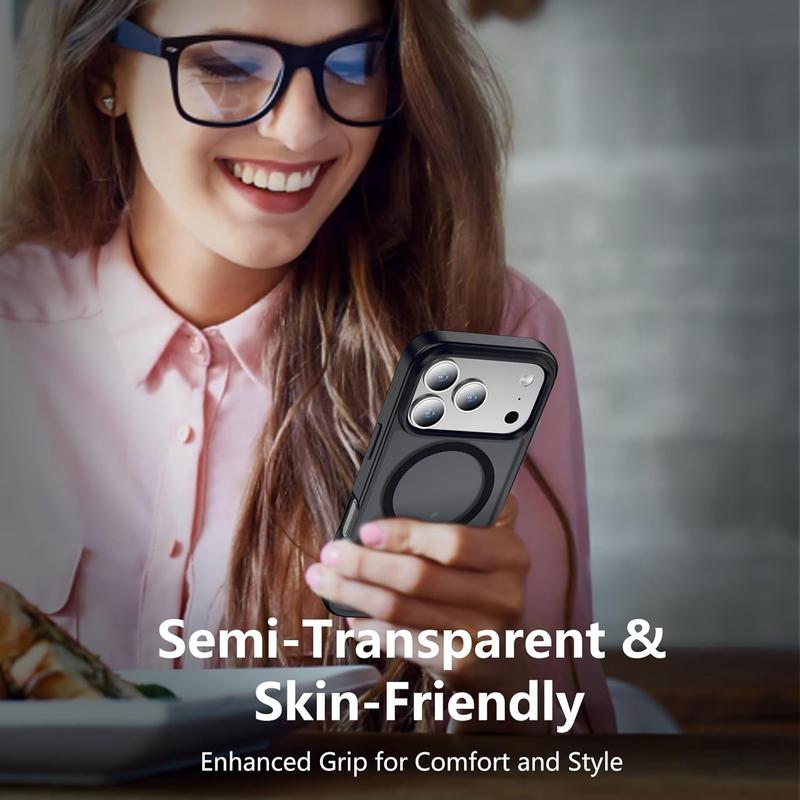 Magnetic for iPhone 17 16 15 14 13 12 Fit for MagSafe Military-Grade ,iphone 17 pro max phone cases Drop Protection Translucent Matte  Black phone cases  Durable Shockproof Protective,for Men Women Girls