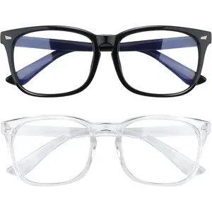 Clear Computer & Gaming Glasses Blue Light Blocking Glasses for Women and Men 2 Pairs Fashion Square