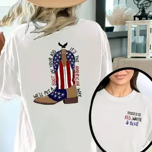 Courtesy of the Red Shirt, Toby American Ride T-Shirt White and Blue, USA 250th Anniversary Tee, 1776-2026 Patriotic Shirt, 4th of July Independence Day Shirt, Vintage American Flag Tee, Limited Edition, Trending TikTok USA - KitchenEra