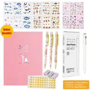 365 Planner Set [Not-Dated] Hardcover Journal Kit Value Bundle Notebook School Office Supply Variety of Stationery Gel Pens Stickers Pencils Erasers