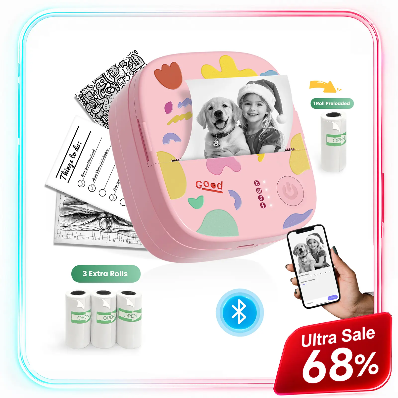 [Promotion] Mini impresora térmica M2 rosa sin tinta con Bluetooth, compacta y de alta resolución, incluye 3 rollos de etiquetas, ideal para fotos, etiquetas y regalos de cumpleaños para niños Christmas Gift for Kids Family Christmas Gifts #Techvibes