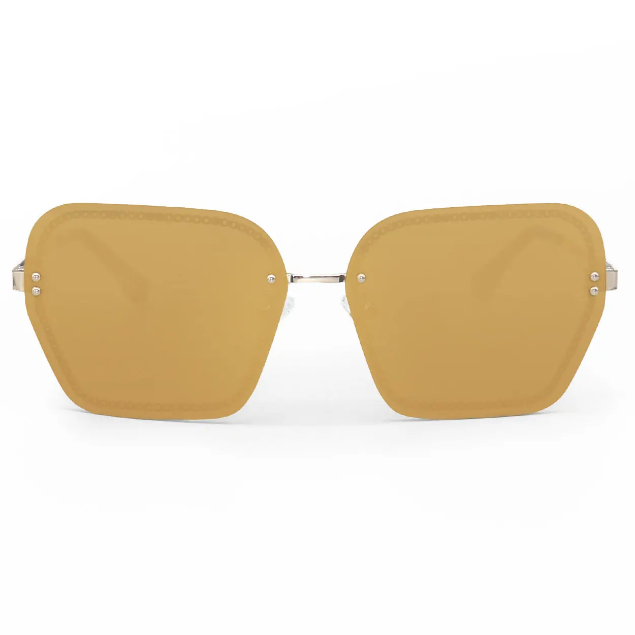 Chain Reaction - Mirrored Gold - Geometric Sunglasses - Certified Shatter-Resistant Lenses - UV400 - For Women & Men