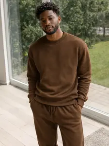 Men's Essential Fleece Sweatshirt & Jogger Set - Comfortable Fit for Everyday Wear, Versatile Design for Casual Outings & Lounging - Menswear