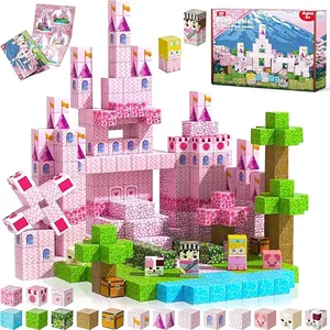 100pcs Princess Castle Building Blocks Toy Set, Suitable for Girls Aged 3 to 12, STEM Construction Cubes Kit, Interactive Learning & Game Adventure Gift, Halloween Present, Magnetic Building Tiles