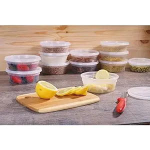 [8oz-40 Sets Plastic Containers with Airtight Lids, Food Storage Containers, Deli, Slime, Soup, Meal Prep Containers | BPA Free | Stackable | Leakproof | Microwave/Dishwasher/Freezer Safe