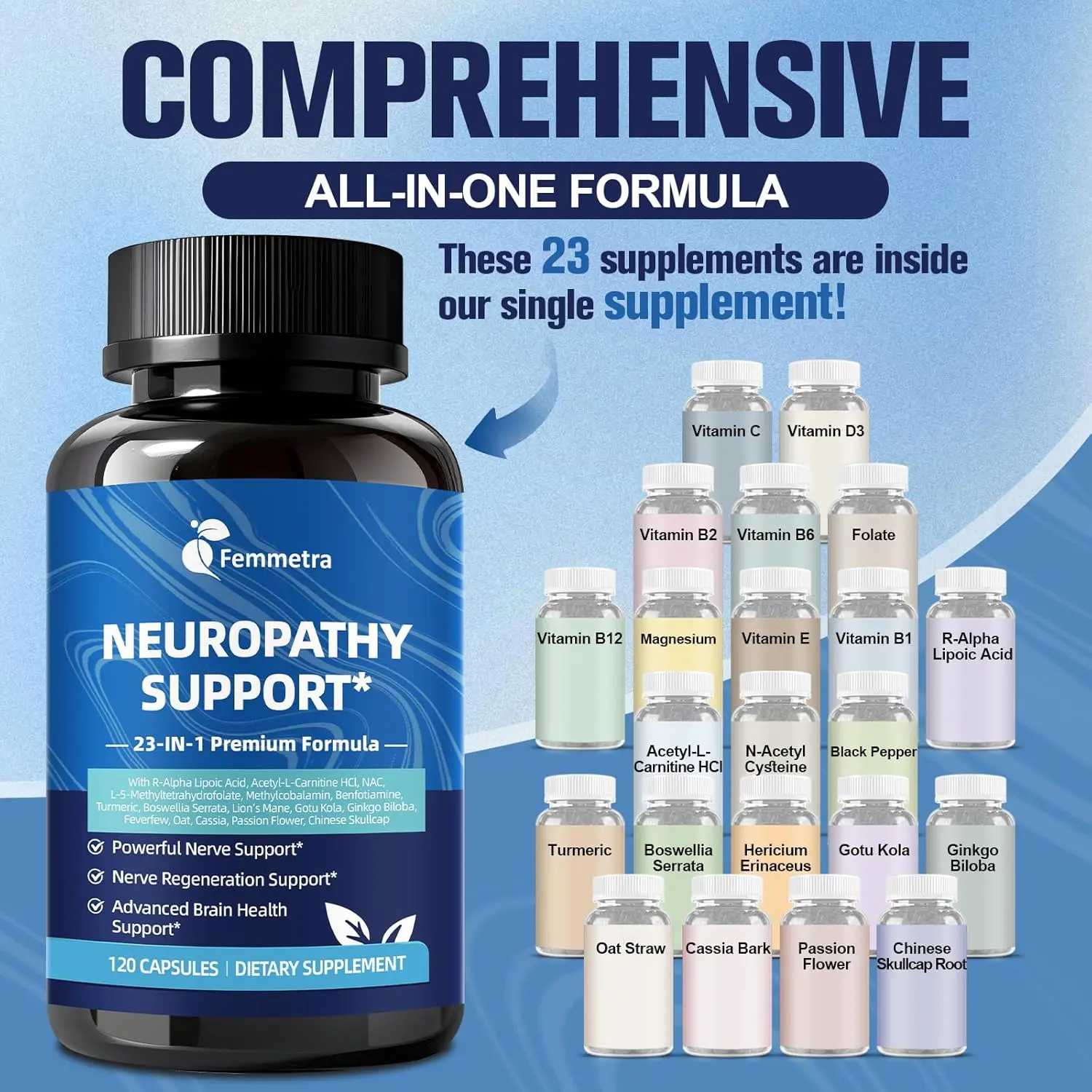 Nerve And Neuropathy Support Supplement, With R Alpha Lipoic Acid L  Carnitine B Vitamins Lions Mane Nac Magnesium Turmeric For Nerve Comfort  Antioxidant Support Liver Detox Cognitive Wellness, Holiday Health Gift -
