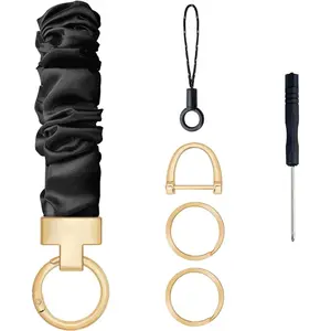 Wristlet, Stretchy Key Chain for   with D ring, Cute Scrunchie Wrist Bracelet for Women Men