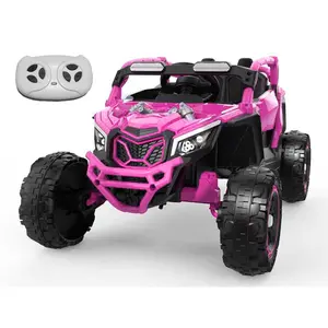 24V 400W Kids UTV Ride-On Car with Parent Remote Control - 4-Wheel Suspension, 3 Speeds, Power Display, Bluetooth, MP3, LED Lights, 4-8KM/H Speed - Outdoor Kids Stuff for 3+ Year-Olds' Outdoor Play (MAGENTA), Kids Outdoor Play