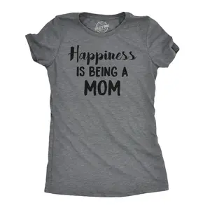 Womens Happiness Is Being a Mom T Shirt Funny Mothers Day Family Tee Funny Womens T Shirts Cute Vintage Fashion Casual Ladies T-Shirt Gift Mother's Day Tops for Women Women's Novelty Tees