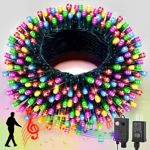 LAMPHOME Pastel Colourful Easter String Lights with Music Motion Sensor Controller, 200 LED Waterproof Decor Light for Fall & Christmas, Indoor Outdoor Use for Halloween Party, Christmas Tree, Yard