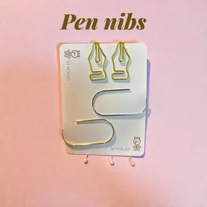Pen Nib Paper Clips + Giant Paper Clips for Charms - 2 Small Pen Nibs, 1 Gold, 1 Silver - Ideal for Journals
